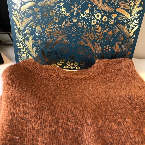 LOFT Petite Brown Crew Neck Sweater with Back Cutout - Picture 5 of 6